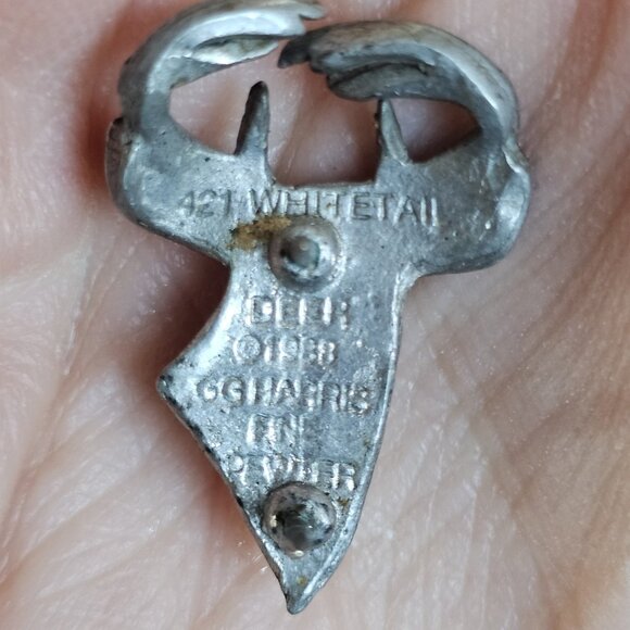 VTG Fine Pewter Whitetail Deer Hat Lapel Brooch Pin by GG Harris 80s 3D Buck - Picture 5 of 9